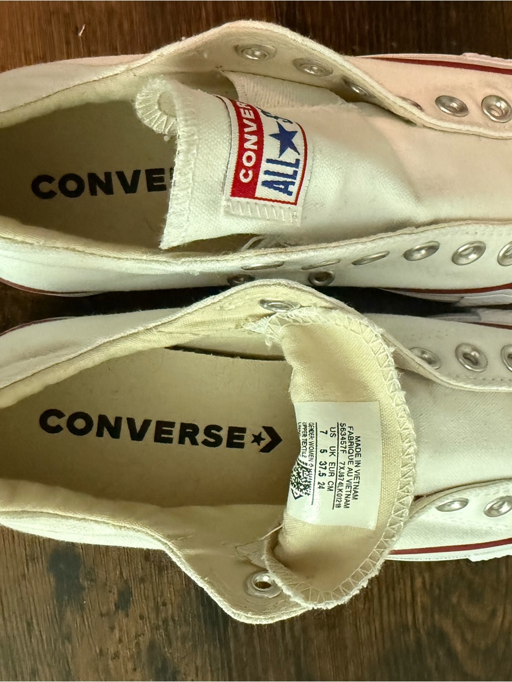Converse White Slip-On Low Top Sneakers with Red & Navy Trim - Picture 5 of 5